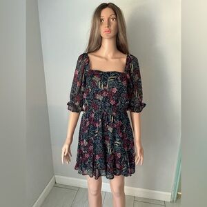 Floral Black and Red Women's Dress